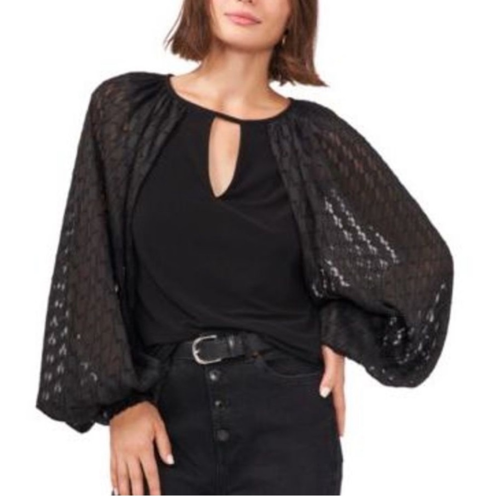Vince camuto - Mixed media balloon sleeve in rich black size xsmall. NWT